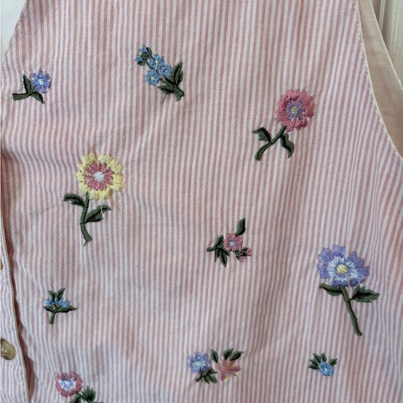 Solutions Cotton Lined Pink Embroderied Floral Retro Grandma Vest Women’s Large - Picture 4 of 10
